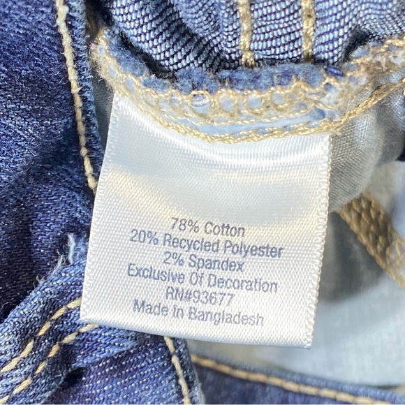 St Johns Bay Jeans Womens 12 Blue Skinny Boho Embroidered Hem Pom Mid Rise Denim - Picture 9 of 14